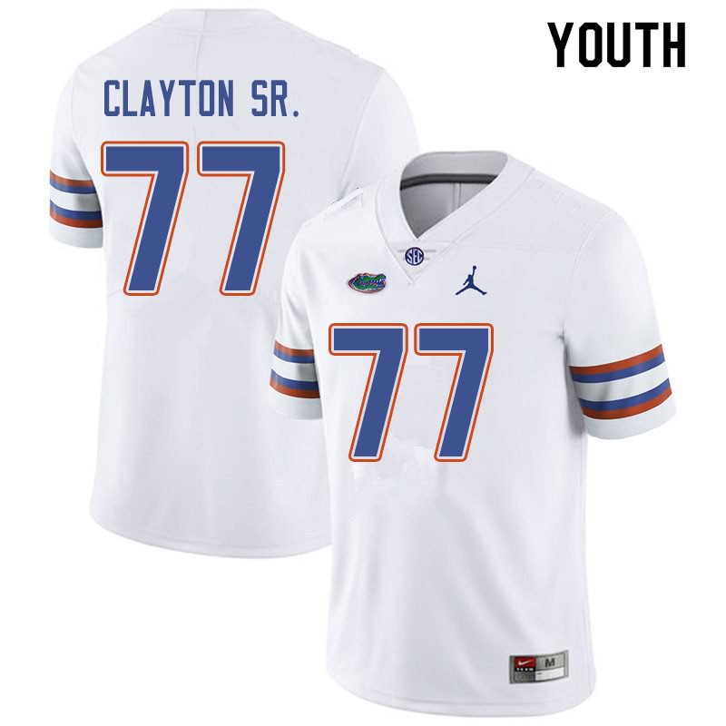 NCAA Florida Gators Antonneous Clayton Sr. Youth #77 Jordan Brand White Stitched Authentic College Football Jersey CFT7764JB